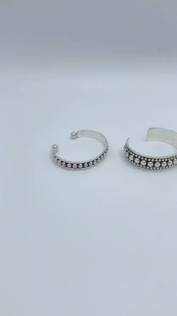 Sterling Silver Dome Cuff: Chunky Southwestern Studded Bracelet