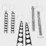 Sterling Silver Studded Dangle Earrings: Western Geometric Dome Bubble Design