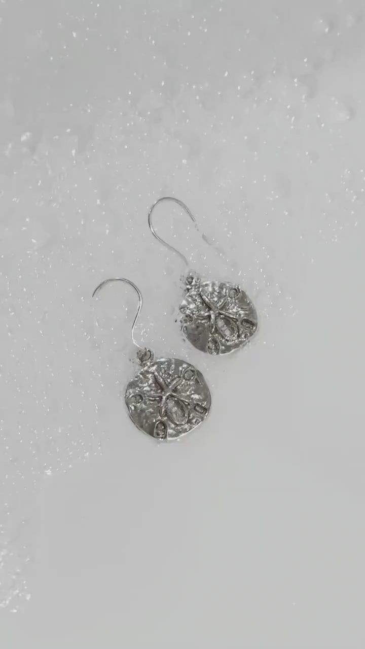 Sterling Silver Sand Drop Dollar Earrings: Shell Beach Jewelry