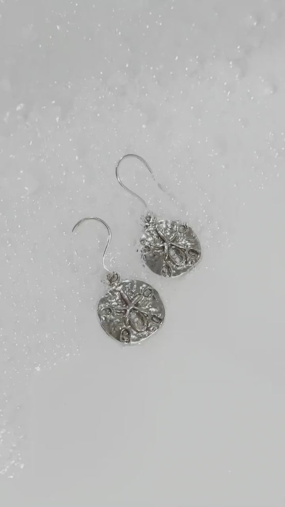 Sterling Silver Sand Drop Dollar Earrings: Shell Beach Jewelry