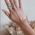 Oxidized Sterling Silver Dome Ring: Chunky Beaded Statement Band, Studded Jewelry
