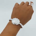 Sterling Silver Seashell Cuff Bracelet: Coastal Beach Jewelry