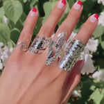Sterling Silver Disco Ball V-Shape Ring