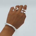 Sterling Silver Checkered Square Ring: Modern Geometric Statement