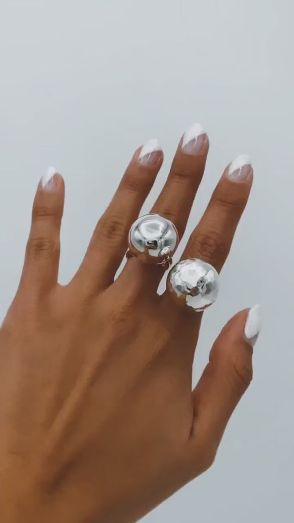 Sterling Silver Big Ball Adjustable Ring
