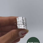 Wide Sterling Silver Wrap Ring: Adjustable Hammered Band