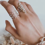 Sterling Silver Corset Ring: Lightweight Modern Wrap Design