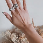 Sterling Silver Southwestern Studded Bangle Bracelet: Squares or Circles Pattern