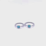 Dainty Turquoise Sterling Silver Twisted Ring: Minimalist Boho Stacking Ring