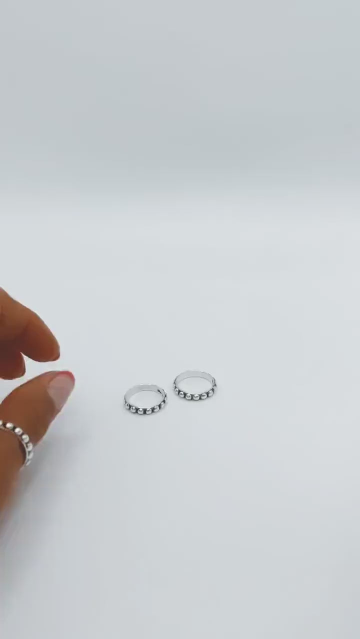 Sterling Silver Dot Ring: Dainty Minimalist Dome Stacking Band, Studded Jewelry
