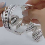 Sterling Silver Dotted Hinged Bangle: Leaf Chunky Mexican Studded Bracelet