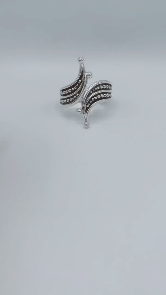 Sterling Silver Wide Clamp Bangle Bracelet: Dotted Southwestern Style