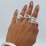 Sterling Silver Modernist Geometric Ring: Architectural Statement Jewelry