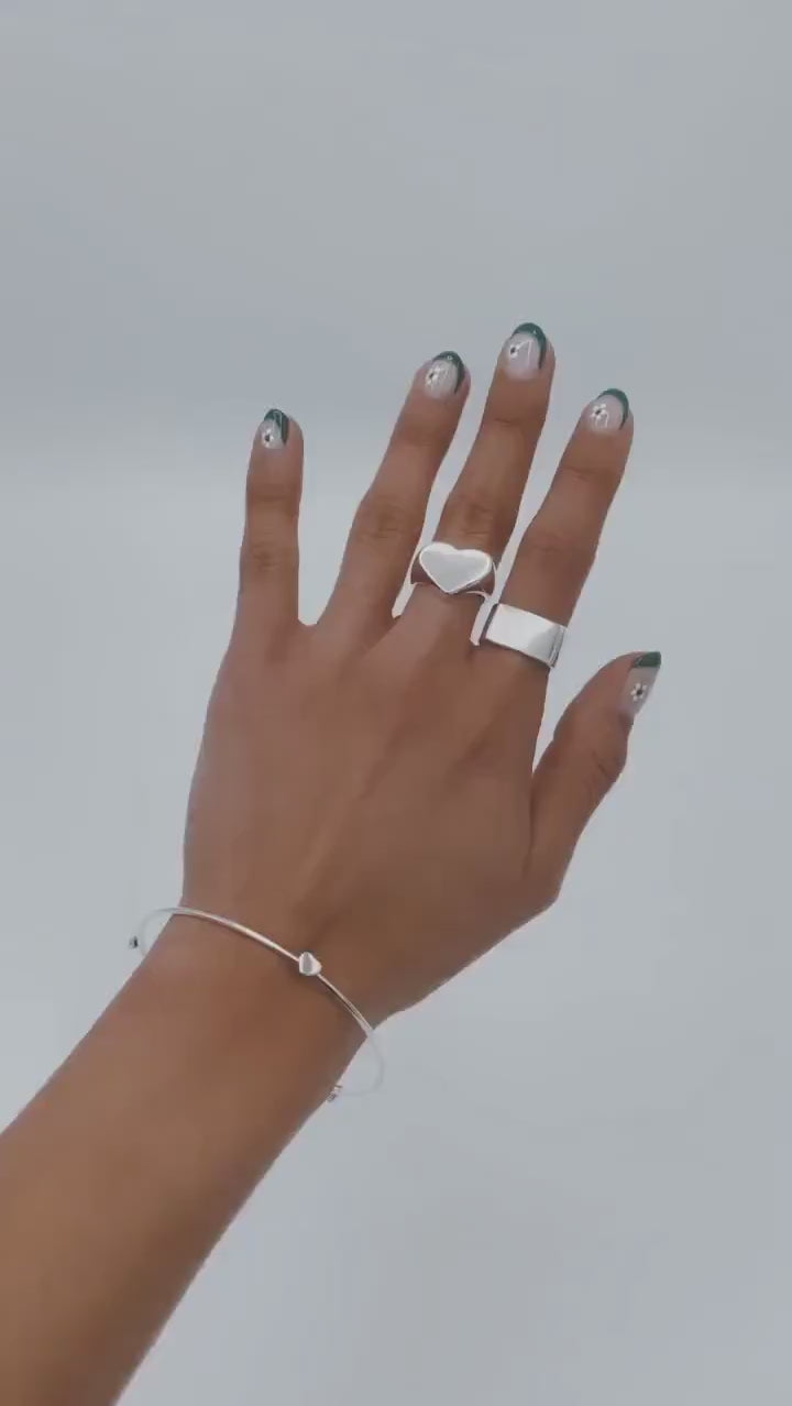 Sterling Silver Cube Signet Ring: Wide Geometric Chunky Modern Unisex Band