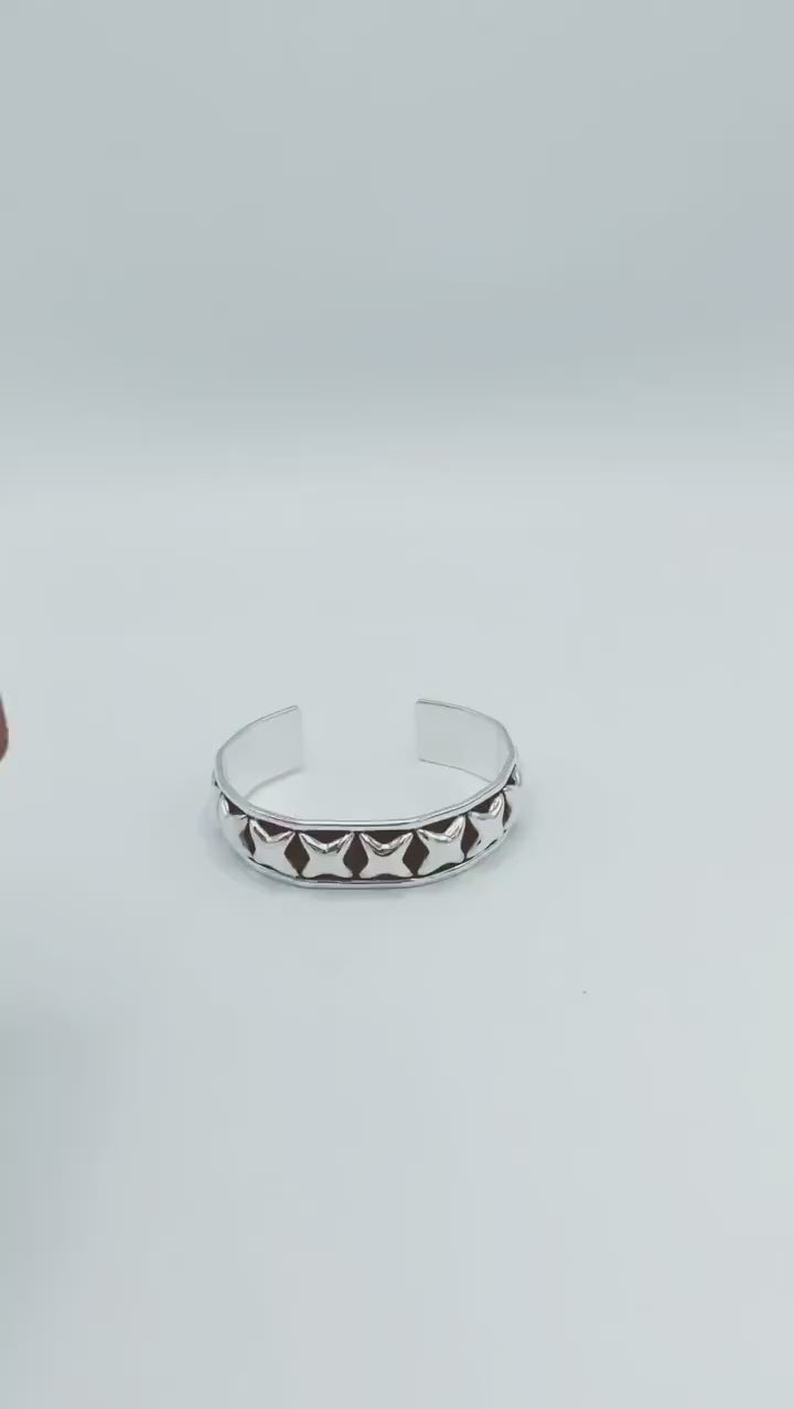 Mexican Starry Night: Sterling Silver Stars Cuff Bracelet, a Taxco, Mexico Design