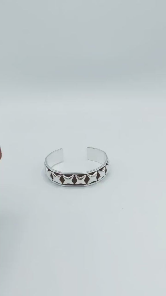 Mexican Starry Night: Sterling Silver Stars Cuff Bracelet, a Taxco, Mexico Design