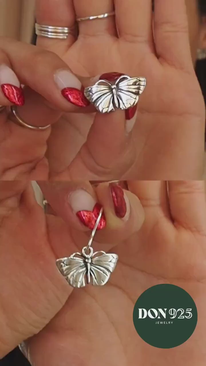 Sterling Silver Butterfly Earrings: Lightweight Insect Jewelry, Studs or Dangle