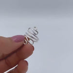 Sterling Silver Swirl Ring: Abstract S-Shape Wire Design