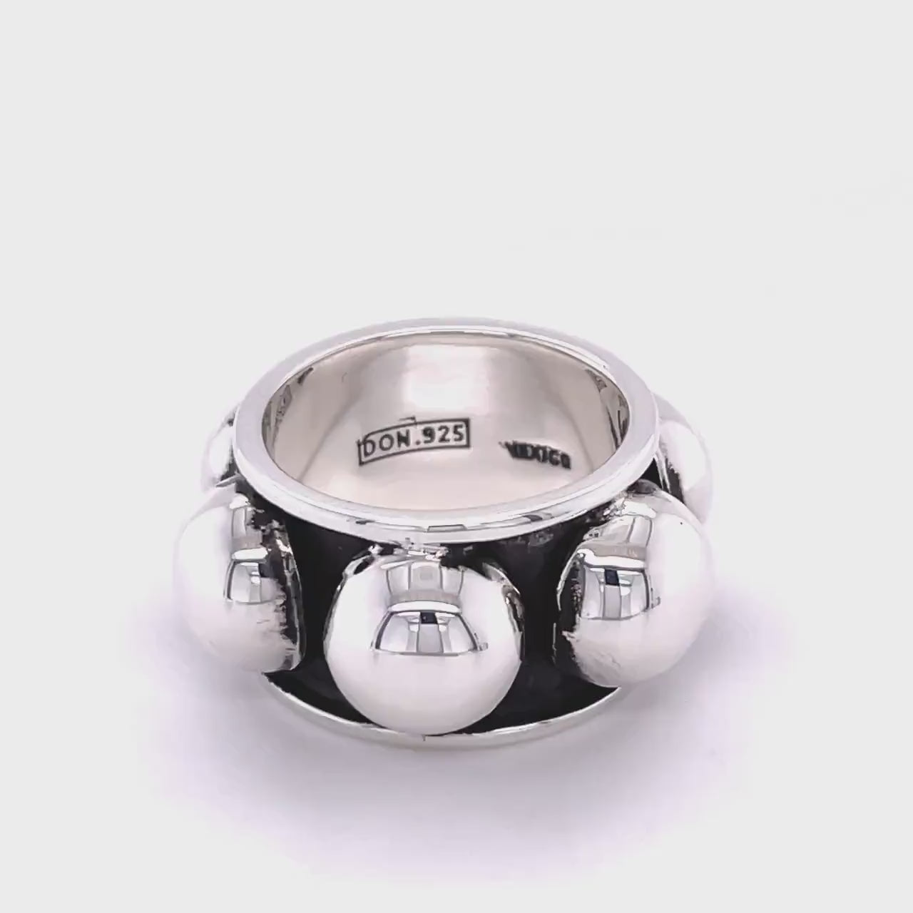 Wide Sterling Silver Studded Ring: Blackened Statement Band, Western Style Jewelry
