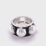 Wide Sterling Silver Studded Ring: Blackened Statement Band, Western Style Jewelry